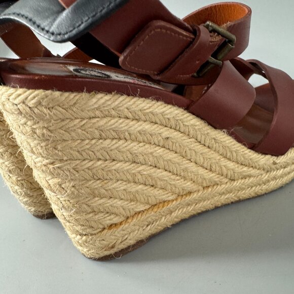 Lanvin Brown Espadrille Wedge Heel Platform Sandals, Size 37 - Picture 8 of 15